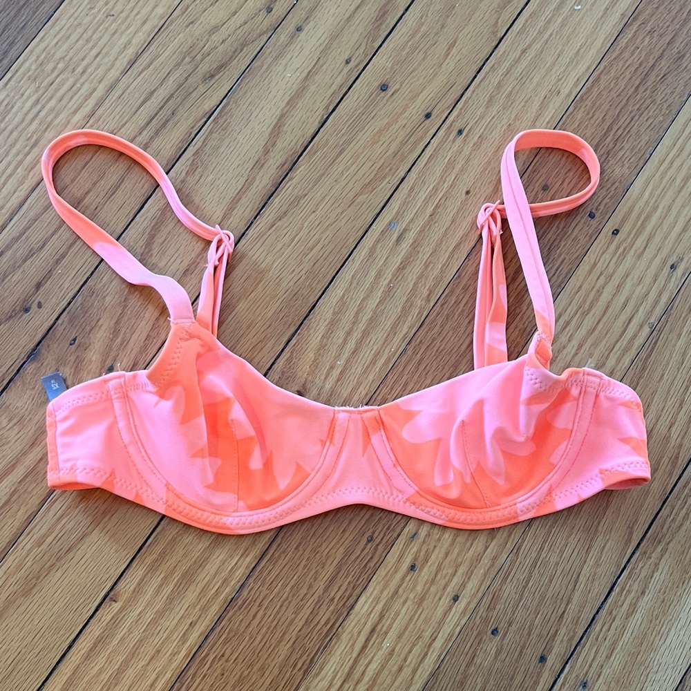 Aerie Underwire Bikini Top in Neon Coral Pink and Orange